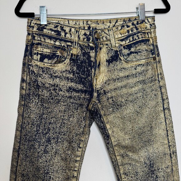 R13 Boy Straight Jeans Size 25 – Stretch Gold Indigo, Mid-Rise Cropped Straight - Picture 4 of 13